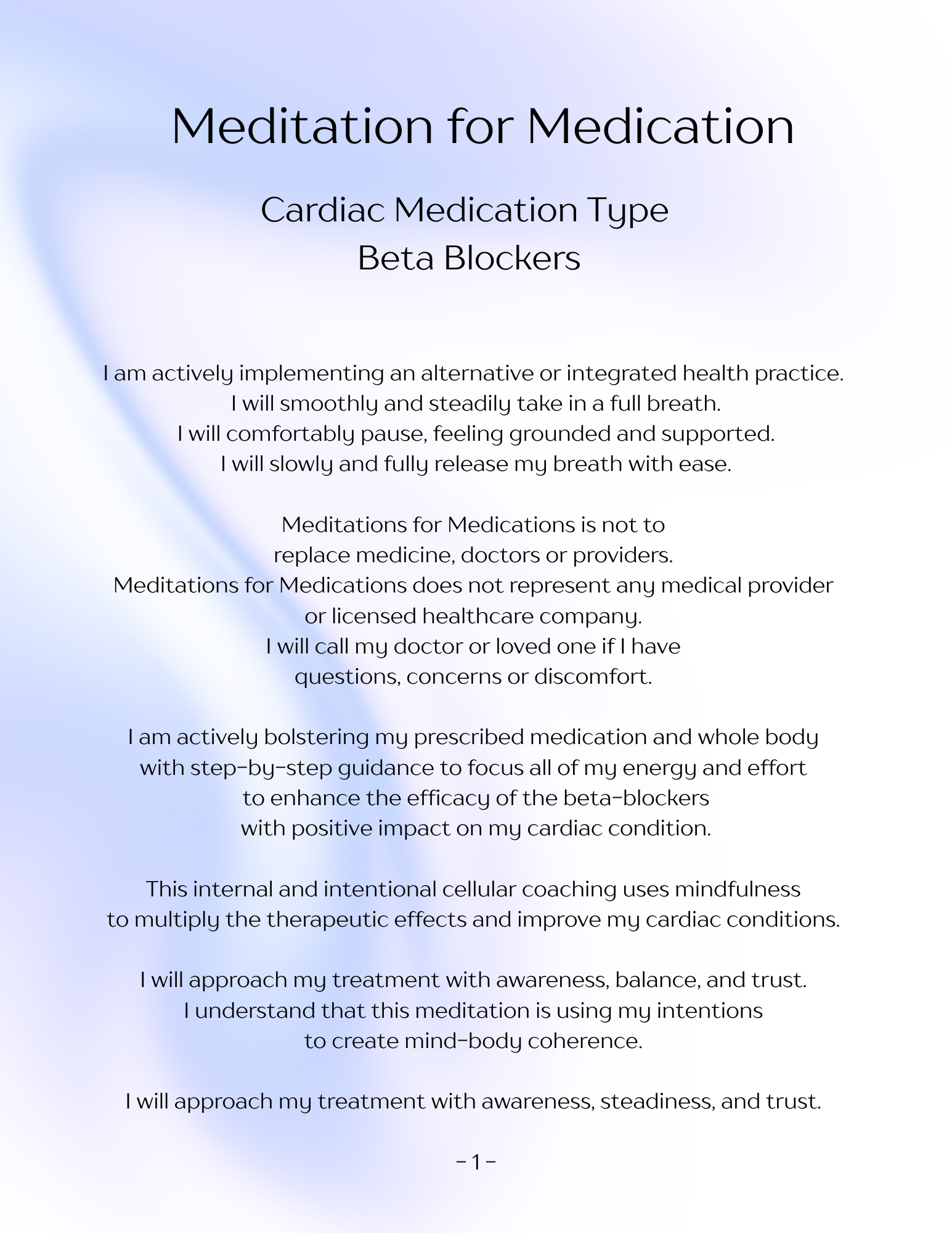 Meditation Script for Beta Blockers