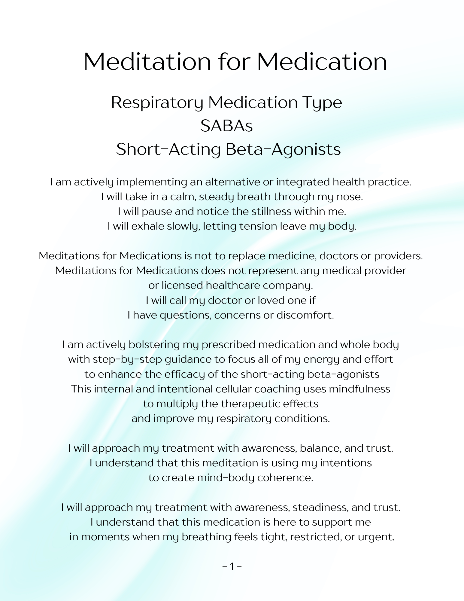 Meditation Script for Short-Acting Beta-Agonists